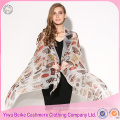 2017 170*90 winter new style 100% cashmere unique floral pattern printed scarf and shawl